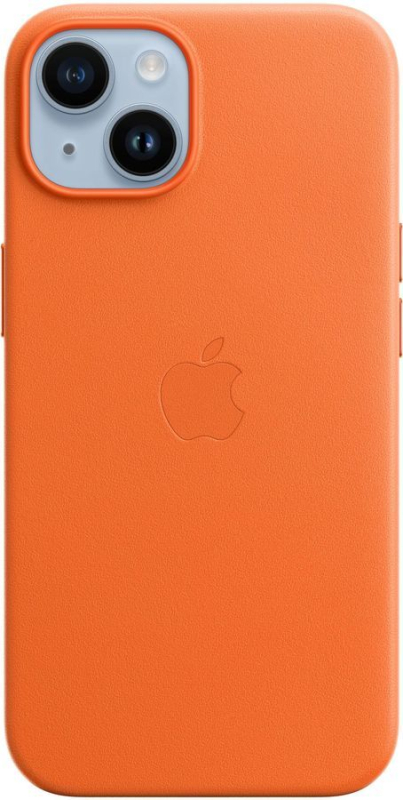Купить Чехол Apple iPhone 14 Leather Case with MagSafe, orange (MPP83FE/A)